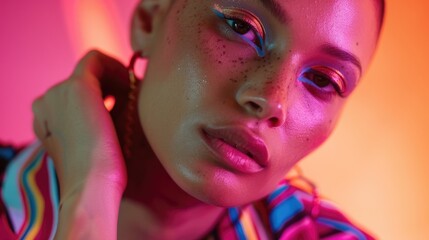 Obraz premium the intersection of fashion and identity, showcasing how style can be a form of self - expression for queer people. Emotion and Identity. The resilience and strength of trans individuals