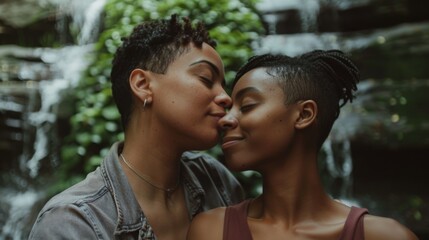 Naklejka premium Diverse Unity - LGBTQ+ Pride. A powerful close-up of queer people , their faces and expressions capturing a narrative of pride, unity, and the vibrant spirit of the LGBTQ+ community