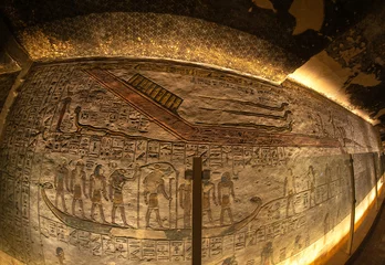 Foto op Plexiglas Inside a tomb in the Valley of the Kings, the area where rock-cut tombs were excavated for pharaohs and powerful nobles under the new kingdom of ancient Egypt, Luxor © Somkiat