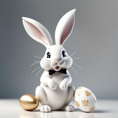 Obraz premium Adorable Easter Bunny with Decorative Eggs Symbolizing Spring