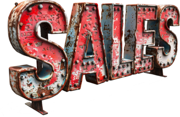 Lights and Colors on Vintage Sales Sign