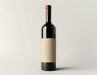 Red wine bottle mock up with a brown label