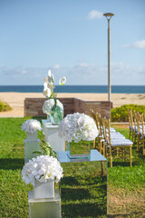 A centerpiece is a central decorative object, often flowers, candles or fruit, and is an important part of the wedding reception decoration.