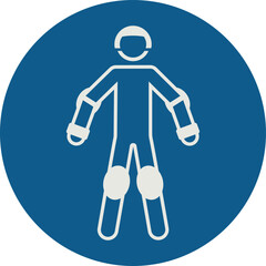 OBLIGATION SIGN PICTOGRAM, USE PERSONAL PROTECTIVE EQUIPMENT FOR SPORT ISO 7010 – M049, VECTOR