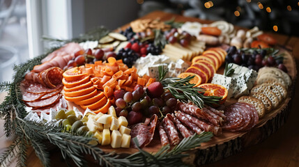 Charcuterie board plating for a festive brunch