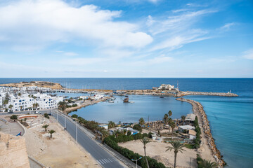 Fototapeta na wymiar Monastir, ancient fortress, port city, sights of Tunisia