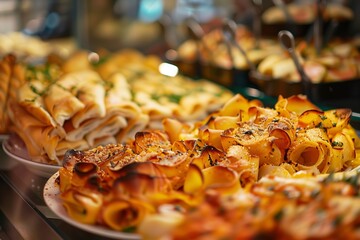golden baked pastries at a buffet