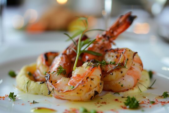 fancy grilled shrimp on a plate