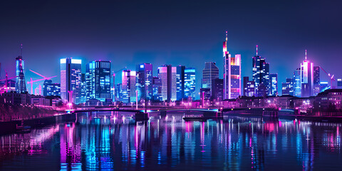 Fototapeta premium Frankfurt am Main Skyline at night