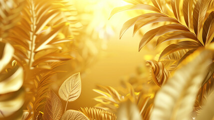 Golden leaves on a gold background.