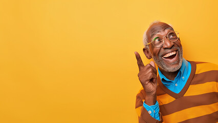 Photo of a casual african american senior person, on a yellow background, youtube thumbnail 4k ready image, AI-generated photo