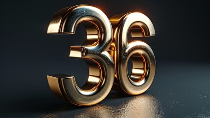 Anniversary 36. Gold 3d numbers. Poster template for Celebrating 36 th anniversary event party  illustration