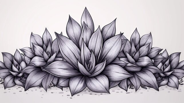 Elegant black and white background with lotus flowers. Vector illustration.