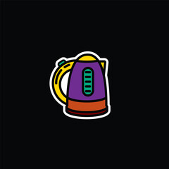 Original vector illustration. A contour icon.  An element of household appliances for making tea. Kitchen electric kettle. A design element.
