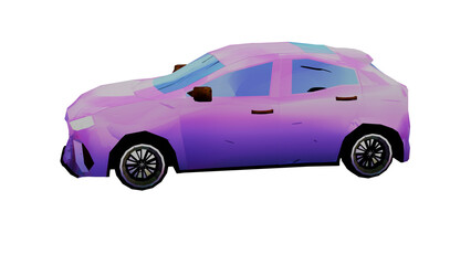 illustration 3d render low poly shade of sedan sweet car
