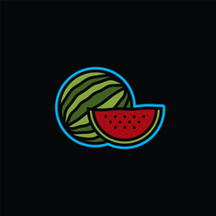 Original vector illustration. Contour icon of a ripe watermelon.