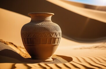 archaeological ceramics, ancient vase, archaeological excavations in the desert, old clay vase, Remnants of ancient Greek or ancient Egyptian culture
