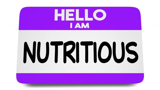 Hello I Am Nutritious Food Diet Name Tag Sticker Eat Better Meals 3d Animation