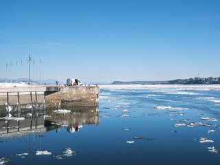 blue sky and river port