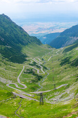 Fototapeta na wymiar Unusual view of a winding road in the mountains