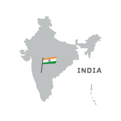 India vector map with the flag inside. Map of the India with the national flag isolated on white background. Vector illustration. Every country in the world is here
