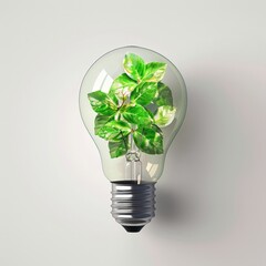 a light bulb with leaves inside