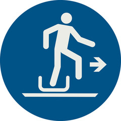OBLIGATION SIGN PICTOGRAM, EXIT SLED-TOBOGGAN TO THE RIGHT ISO 7010 – M051, PNG