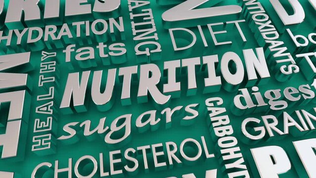 Nutrition Eat Smart Better Foods Nutritious Protein Fiber Diet Words 3d Animation