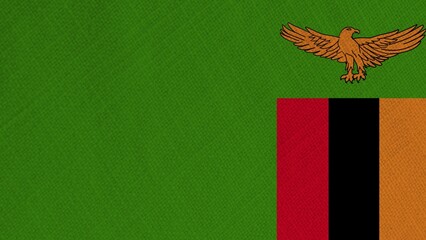 Fabric Flag of Zambia, Flag of Zambia, Zambia Fabric flag waving in the wind.