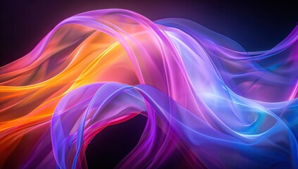 Abstrac motion background. Neon lights. Glowing dots spiral tunnel. Bright vibrant dots. laser illumination. AI generated illustration. AI generated illustration