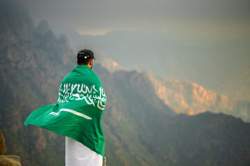 Taif, Saudi Arabia. February 2024. Saudi Foundation day vibes on top of Taif mountain
