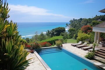 Fototapeta premium Bali Club Villas in Balinese Style, Luxury Holiday, Vacation in Jungle, Balinese Landscape, Bali Hotel