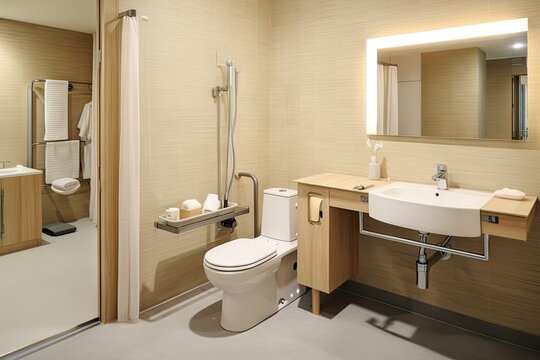 Bathroom Adapted for People with Disabilities, Safety Toilet for Elderly People, Adapted Interior Design