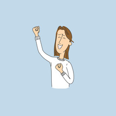 Emotions of a charismatic character in cartoon style. Joy, jubilation.