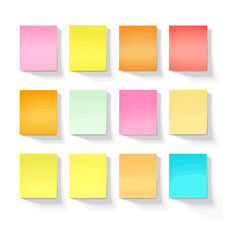 Set of colorful vector blank sticky post it notes isolated on white background