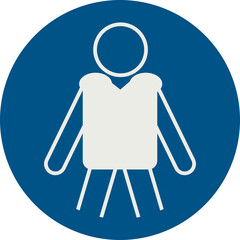 OBLIGATION SIGN PICTOGRAM, WEAR PERSONAL FLOATATION DEVICE (PFD) (LIFEJACKET) ISO 7010 – M053, SVG