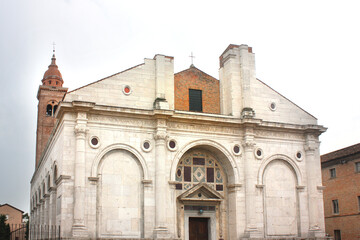 Malatestiano Temple (Malatesta Temple) - unfinished cathedral church named for St Francis in Rimini, Italy - obrazy, fototapety, plakaty