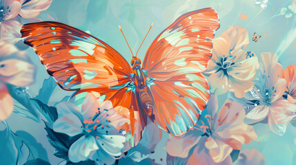 colorful butterfly in the style of subtle