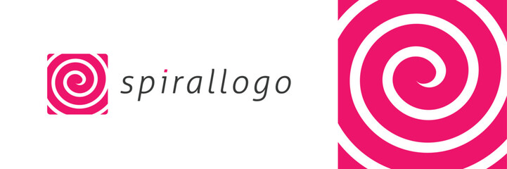 Spiral vortex swirl logo vector icon, candy sweet red white twist logotype element graphic, milk yogurt ice cream company symbol, whirl lollipop icon image clipart