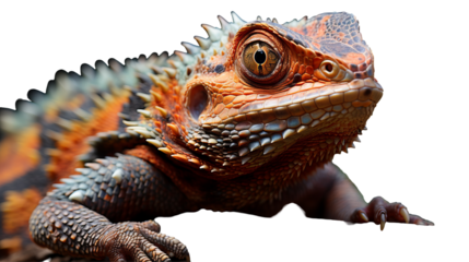 Iguana lizard with bright skin texture, expressive eyes and sharp spines with a wild and pristine appearance.
Concept: reptiles and wildlife