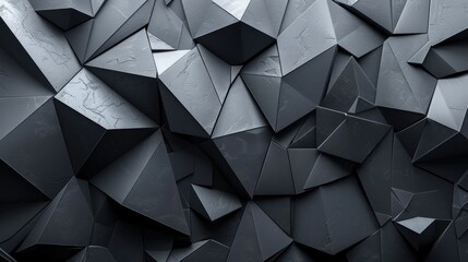 Fototapeta premium Abstract and futuristic black background with copy space. Particles and fragments of black material shattered and exploded