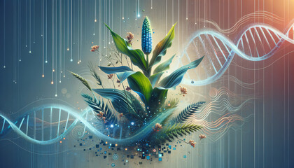 Digital Transformation: Nature and Technology Merge in Plant Breeding Success. - obrazy, fototapety, plakaty