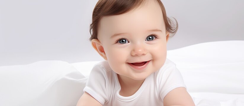 Innocent Baby Girl Wearing White, Capturing Pure Delight and Wonder in Portrait