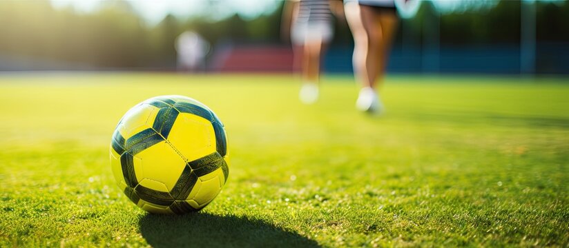 Two Women Practicing Soccer Skills on Vibrant Green Field During Sunny Day