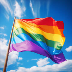 rainbow flag waving in the wind