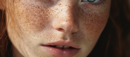 Captivating Portrait of a Woman with Freckles and Soft Features