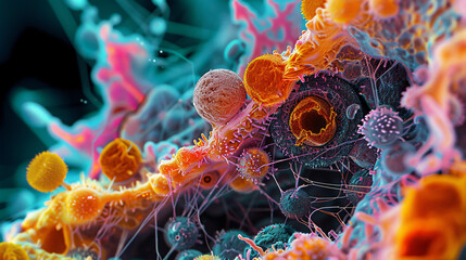 colorful viewed through an electron microscope