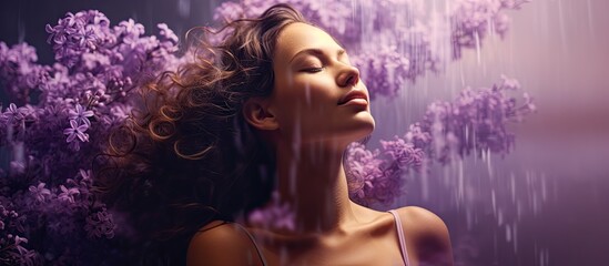 A Serene Woman Embracing the Beauty of Nature in a Relaxing Rain Shower