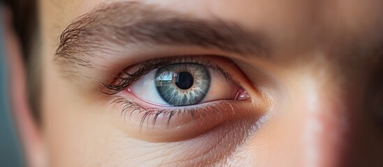 Intense Stare: Extreme Close-Up of a Young Businessman's Striking Eye in High Definition