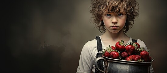 Curious Child Exploring Nature, Delighted by Freshness and Joy of Picking Strawberries